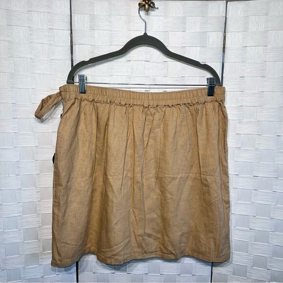 Rachel Rachel Roy Linen Blend Faux Wrap Skirt Size XL Cargo Pocket Tan Beach - Picture 6 of 10